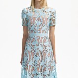LIGHT BLUE LACE MIDI DRESS Self-portrait RS24-181M-BL-BLUE