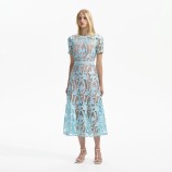 LIGHT BLUE LACE MIDI DRESS Self-portrait RS24-181M-BL-BLUE