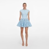 BLUE CREPE LACE MINI DRESS Self-portrait SS26-095S-BL-BLUE