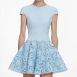 BLUE CREPE LACE MINI DRESS Self-portrait SS26-095S-BL-BLUE