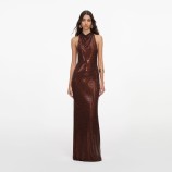BROWN RHINESTONE RACER BACK MAXI DRESS Self-portrait PF26-041XB-BR-BROWN