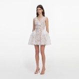 WHITE TULLE LACE MINI DRESS Self-portrait PF26-101S-W-WHITE
