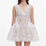 WHITE TULLE LACE MINI DRESS Self-portrait PF26-101S-W-WHITE
