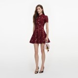 BURGUNDY LACE MINI DRESS Self-portrait PF26-111SA-BU-BURGUNDY