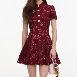 BURGUNDY LACE MINI DRESS Self-portrait PF26-111SA-BU-BURGUNDY