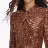 BRONZE RHINESTONE MIDI DRESS Self-portrait PF26-116M-BR-BROWN