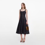 INDIGO DENIM BOW EMBROIDERED MIDI DRESS Self-portrait PF26-805M-BL-BLUE
