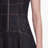 INDIGO DENIM BOW EMBROIDERED MIDI DRESS Self-portrait PF26-805M-BL-BLUE