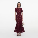 BURGUNDY LACE MIDI DRESS Self-portrait PF26-107M-BU-BURGUNDY