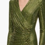 OLIVE RHINESTONE MESH WRAP MIDI DRESS Self-portrait AW26-154M-G-GREEN