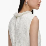 CREAM TEXTURED DENIM MINI DRESS Self-portrait AW26-812S-C-CREAM