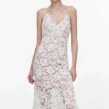 WHITE FINE LACE FEATHER MAXI DRESS Self-portrait SC26-023X-W-WHITE