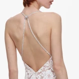 WHITE FINE LACE FEATHER MAXI DRESS Self-portrait SC26-023X-W-WHITE